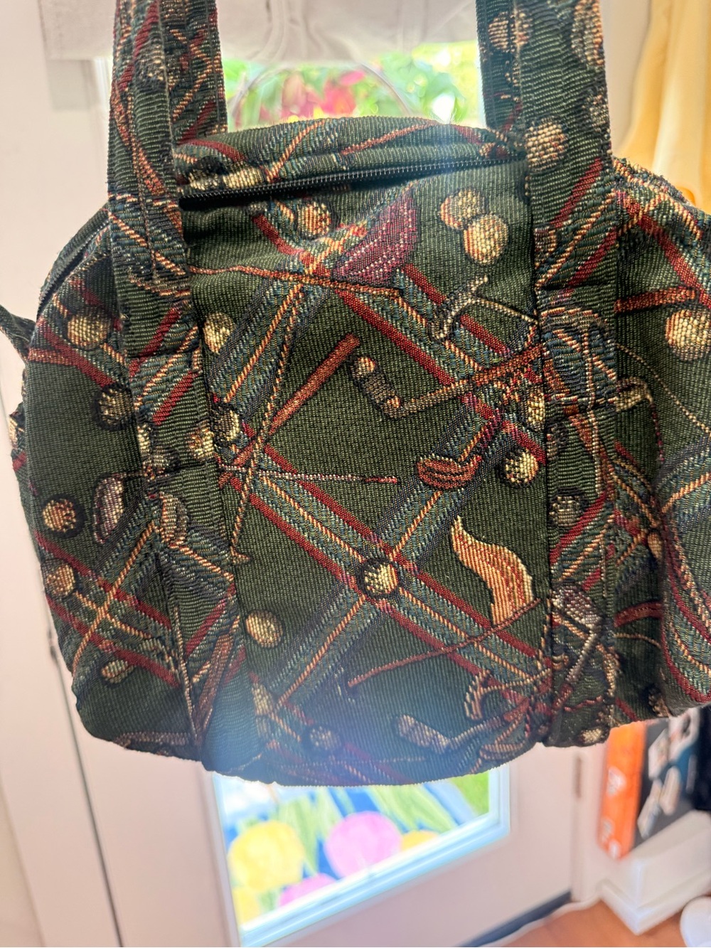 Women’s Dark Green Golf Patterned Tote Bag